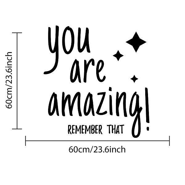 

PandaHall PVC Quotes Wall Sticker, for Stairway Home Decoration, Word You Are Amazing Remember That, Black, 23x29cm, 36x29cm, 56x28cm, 3...