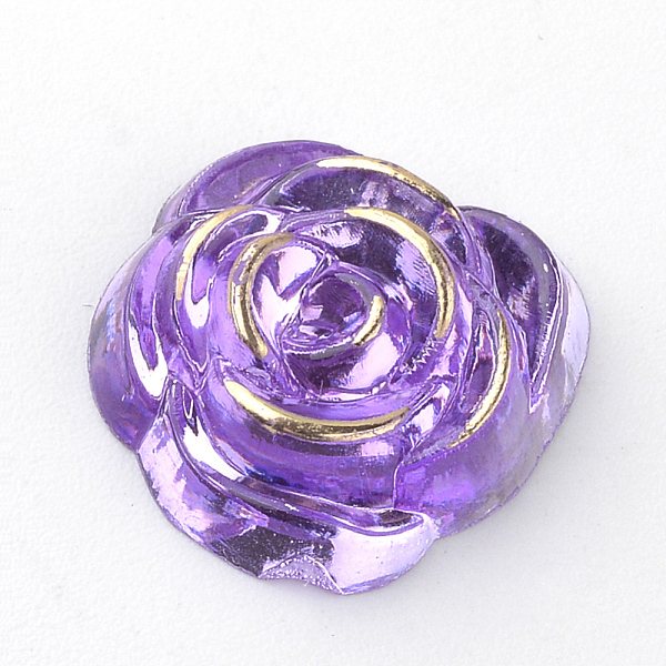 

PandaHall Acrylic Cabochons, Golden Metal Enlaced, Rose, Medium Purple, 15x14x5mm Acrylic Flower Purple