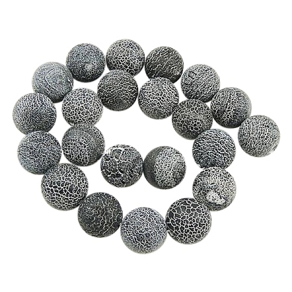 

PandaHall Natural Crackle Agate Beads Strands, Dyed, Round, Grade A, Midnight Blue, 4mm, Hole: 0.8mm, about 93pcs/strand, 15 inch Crackle..., Black