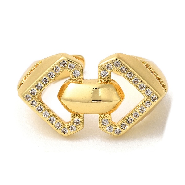 Heart Brass Micro Pave Clear Cubic Zirconia Open Cuff Rings