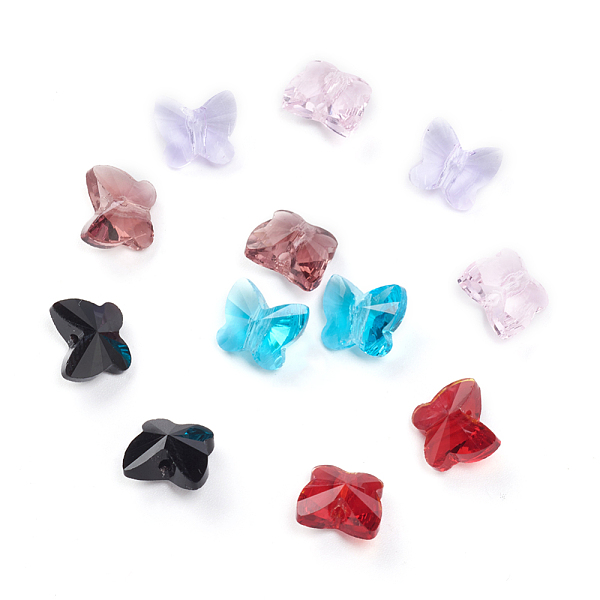 

PandaHall Glass Beads, Faceted, Butterfly, Mixed Color, 7x8x5.5mm, Hole: 1mm Glass Butterfly Multicolor