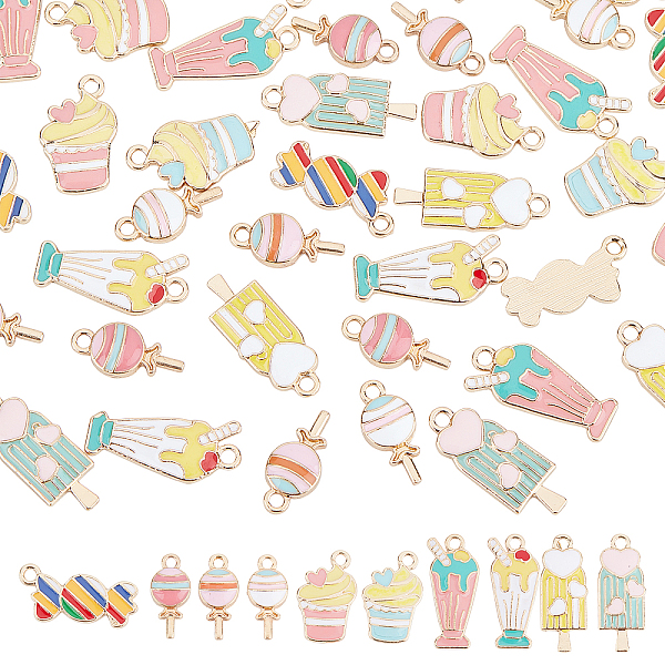

PandaHall PH 10 Style Food Enamel Charms, 40pcs Ice Cream Lollipop Candy Pendants Sweet Dangle Charm Alloy Pendants for Summer Wearing..., Multicolor