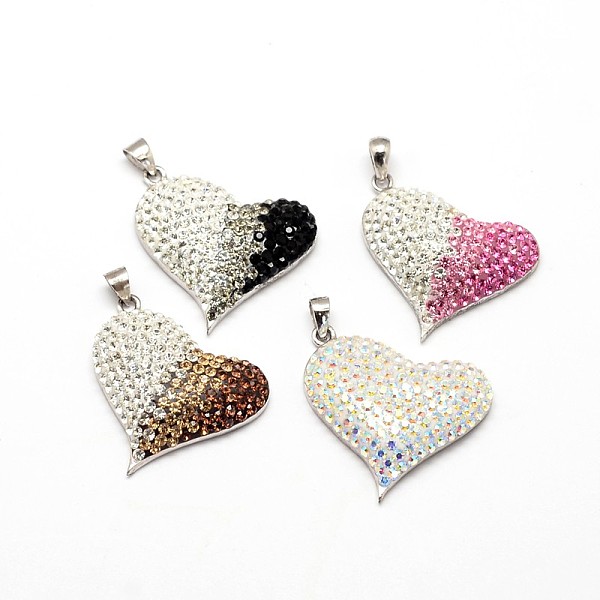 

PandaHall Mixed Style 925 Sterling Silver Polymer Clay Austrian Crystal Pendants, Heart, Mixed Color, 23x28x7mm, Hole: 3x5mm Polymer..., Multicolor