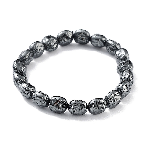 

PandaHall Non-Magnetic Synthetic Hematite Beaded Stretch Bracelets, Lion, Inner Diameter: 2-1/4 inch(5.85cm) Hematite Lion