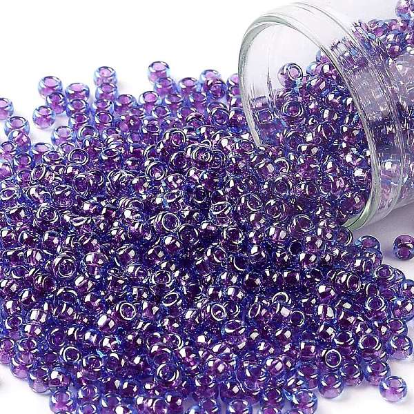 

PandaHall TOHO Round Seed Beads, Japanese Seed Beads, (252) Inside Color Aqua/Purple Lined, 8/0, 3mm, Hole: 1mm, about 10000pcs/pound Glass..., Cyan