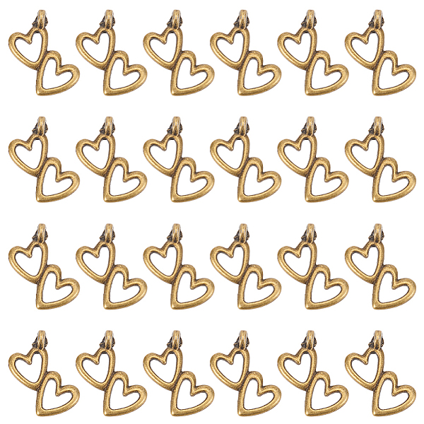 

PandaHall 100Pcs Tibetan Style Alloy Pendants, Heart to Heart, Cadmium Free & Nickel Free & Lead Free, Antique Bronze, 18x15x2mm, Hole...