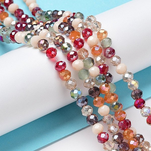

PandaHall Glass Beads Strands, Faceted, Rondelle, Crimson, 4~4.5x3.5mm, Hole: 1mm, about 121~127pcs/strand, 16.61inch~17.20 inch..., Pink