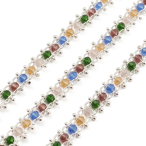 

PandaHall Brass Link Chains, with Rondelle Beaded, Unwelded, with Spool, Colorful, 7x3mm Brass