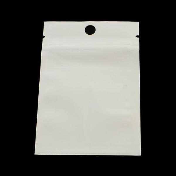 

PandaHall Pearl Film Plastic Zip Lock Bags, Resealable Packaging Bags, with Hang Hole, Top Seal, Self Seal Bag, Rectangle, White, 25x16cm...