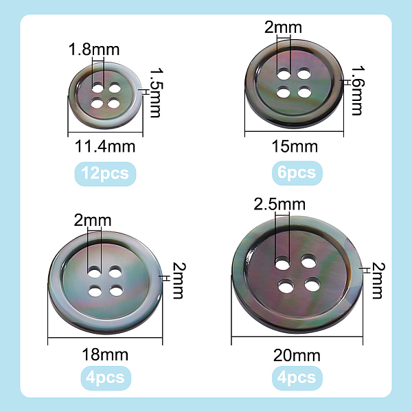Nbeads 26 Stück Natürliche Muschelknöpfe Im 4-Stil