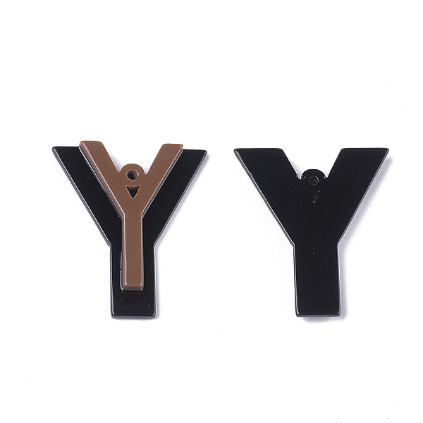 

PandaHall Cellulose Acetate(Resin) Pendants, Letter, Letter Y, Camel, 36.5~37x31.5x4~5mm, Hole: 1.5mm Cellulose Acetate Letter Y Brown