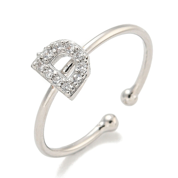 

PandaHall Rack Plating Brass Open Cuff Rings for Women, with Cubic Zirconia, Cadmium Free & Lead Free, Long-Lasting Plated, Letter, Letter D...