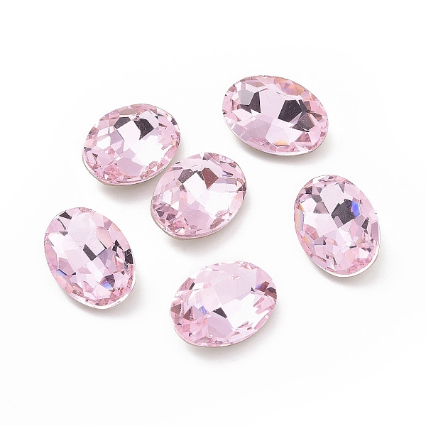

PandaHall Glass Rhinestone Cabochons, Pointed Back & Silver Back Plated, Oval, Light Rose, 14x10x5mm Glass Rhinestone Oval Pink