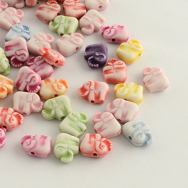 

PandaHall Craft Style Acrylic Beads, Elephant, Mixed Color, 9x12x4mm, Hole: 2mm, about 1500pcs/500g Acrylic Elephant Multicolor