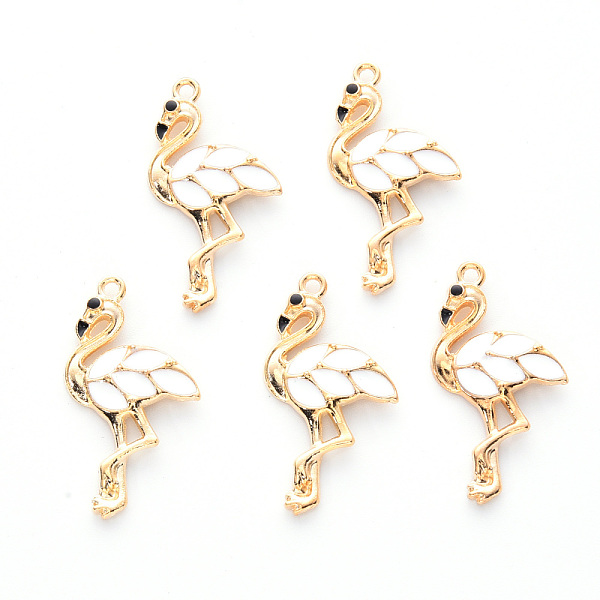 

PandaHall Alloy Enamel Pendants, Cadmium Free & Lead Free, Light Gold, Flamingo Shape, White, 29.5x16x3mm, Hole: 1.6mm Alloy+Enamel Bird...