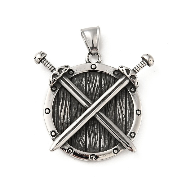

PandaHall 304 Stainless Steel Pendants, Manual Polishing, Flat Round with Sword, Antique Silver, 37x40x6mm, Hole: 7x4mm 304 Stainless Steel...
