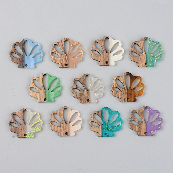 

PandaHall Resin & Walnut Wood Pendants, Flower, Mixed Color, 24.5x28x3mm, Hole: 2mm Resin+Wood Flower Multicolor