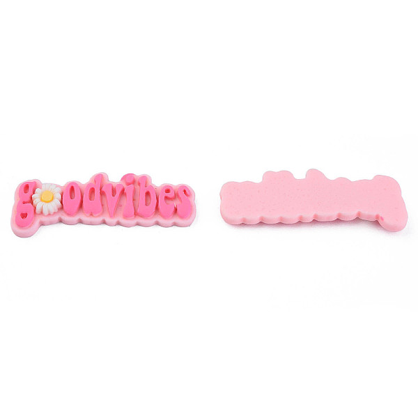 

PandaHall Opaque Resin Cabochons, Word Good Vibes, Hot Pink, 17x50x6mm Resin Word