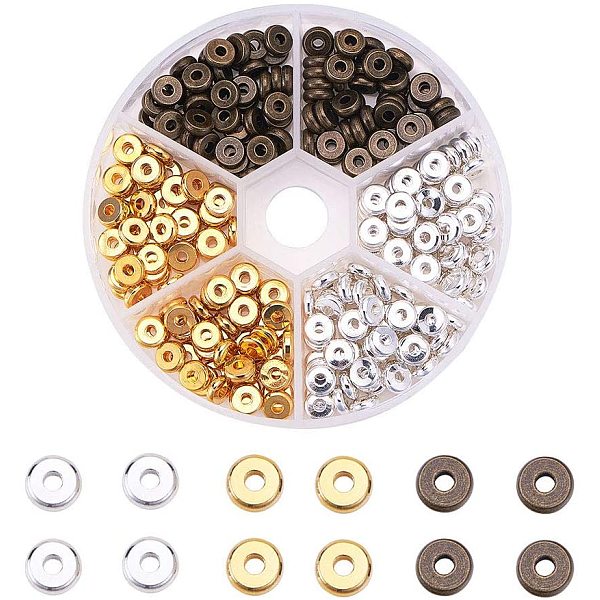 

PandaHall Brass Spacer Beads, Flat Round, Mixed Color, 6x2mm, hole: 2mm, 300pcs/box Brass Flat Round