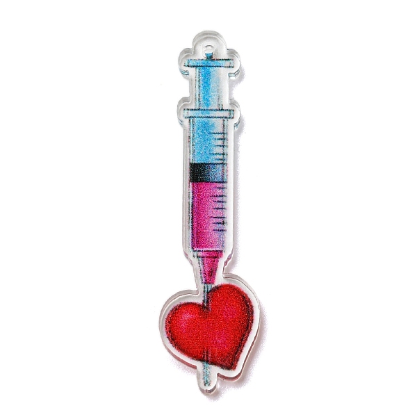 

PandaHall Printed Transparent Acrylic Pendants, Heart, 45x11.5x2mm, Hole: 1.5mm Acrylic Heart Red