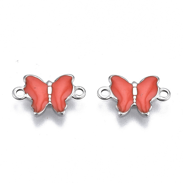 

PandaHall 304 Stainless Steel Enamel Links Connectors, Nickel Free, Butterfly, Stainless Steel Color, Orange Red, 6.5x10x1mm, Hole: 1mm 304...