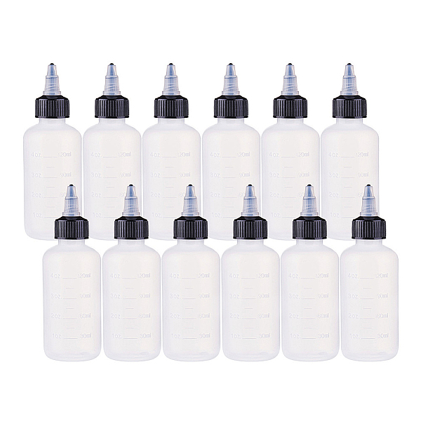 PandaHall Plastic Glue Bottles, Clear, 13.5x4.6cm, Capacity: 120ml Plastic Clear