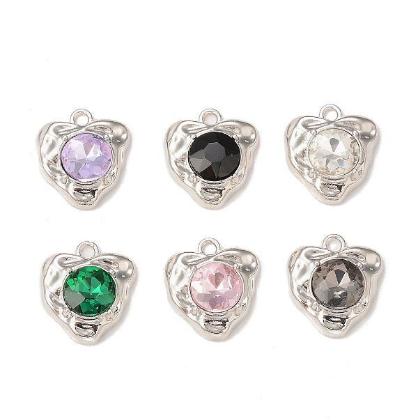 

PandaHall Alloy Glass Pendants, Platinum, Heart Charms, Mixed Color, 17.5x15.5x5.5mm, Hole: 1.8mm Alloy+Glass Heart Multicolor