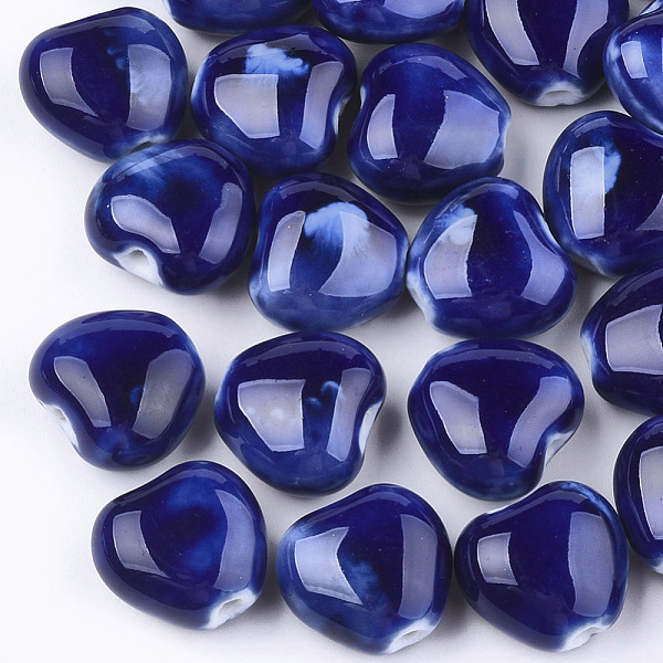 

PandaHall Handmade Porcelain Beads, Fancy Antique Glazed Porcelain, Heart, Blue, 14~15x16x9~10mm, Hole: 2mm Porcelain Heart Blue