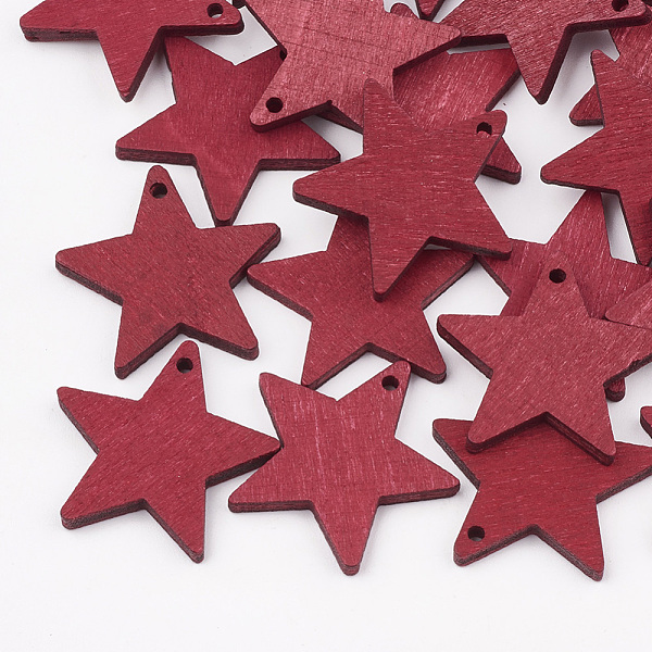 

PandaHall Pear Wood Pendants, Dyed, Star, Crimson, 24.5x25.5x3mm, Hole: 1.8mm Wood Star Pink