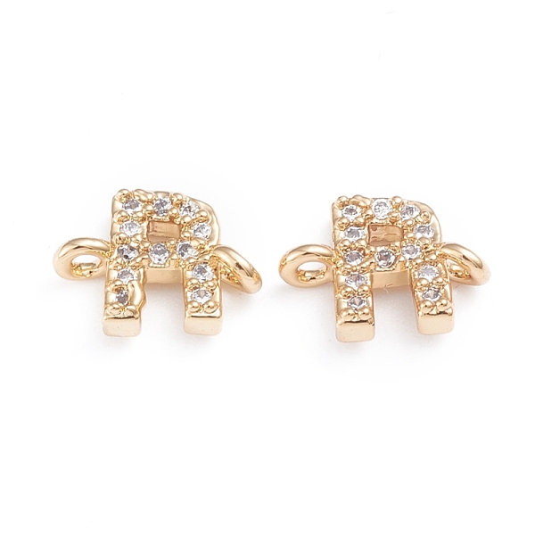 

PandaHall Brass Micro Pave Cubic Zirconia Links Connectors, Long-Lasting Plated, Letter, Clear, Real 18K Gold Plated, Letter.R...