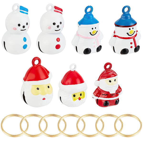 

PandaHall CHGCRAFT 7Pcs 7 Style Christmas Theme Baking Painted Brass Bell Pendants, , with 7Pcs 304 Stainless Steel Split Rings, Snowman &..., Multicolor