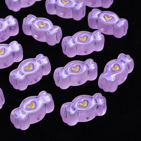 

PandaHall Transparent Acrylic Beads, with Enamel, Frosted, Candy, Plum, 13.5x26.5x9.5mm, Hole: 3mm Acrylic Candy Purple