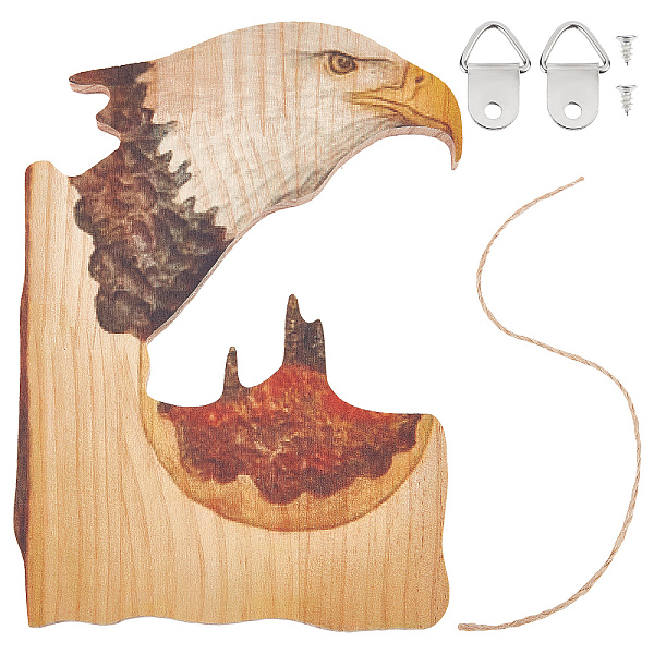 

PandaHall CREATCABIN Eagle Animal Wooden Carved Crafts Wall Hanging Sign Art Plaque Wood Ornament Figure Statue Rustic Farmhouse Farm Yard...