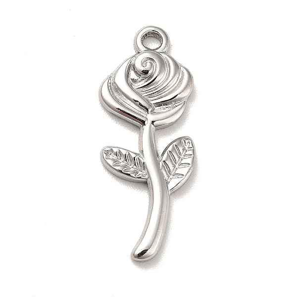 

PandaHall 304 Stainless Steel Pendants, Rose Charms, Stainless Steel Color, 24x9.5x2mm, Hole: 1.2mm 304 Stainless Steel Flower