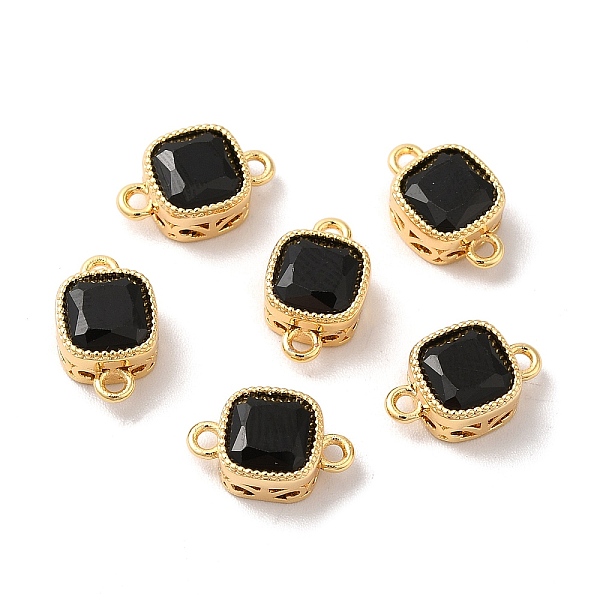 

PandaHall Real 18K Gold Plated Brass Cubic Zirconia Links Connectors, Square, Black, 11x7x4mm, Hole: 1.2mm Brass+Cubic Zirconia Square Black