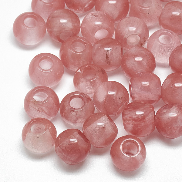 

PandaHall Cherry Quartz Glass Beads, Large Hole Beads, Rondelle, 14x12mm, Hole: 5.5mm Cherry Quartz Glass Rondelle