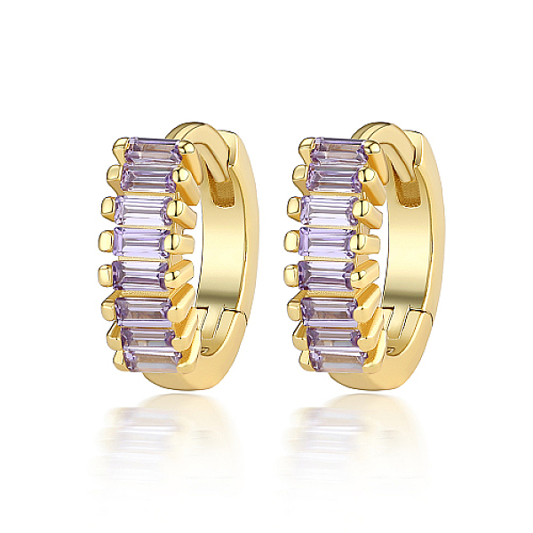 

PandaHall Cubic Zirconia Hoop Earrings, 925 Sterling Silver Earrings for Women, with S925 Stamp, Real 18K Gold Plated, Lilac, 10x3mm Cubic..., Purple