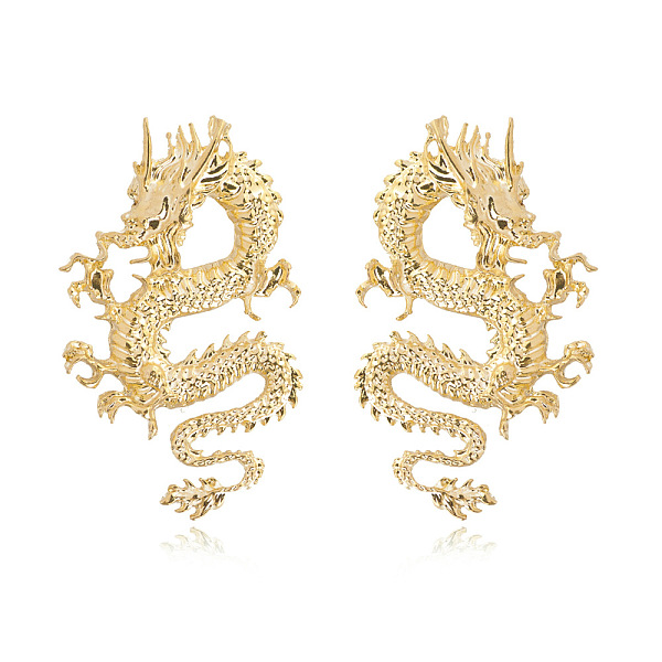 

PandaHall Alloy Dragon Stud Earrings, Gothic Jewelry for Men Women, Golden, 62.2x38mm Alloy Dragon