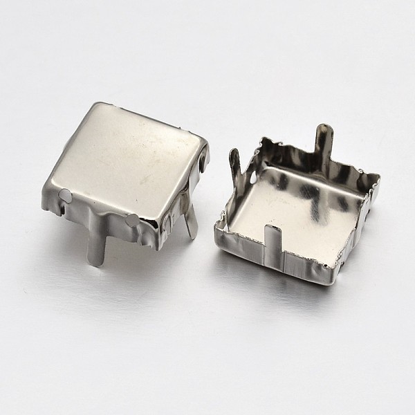

PandaHall Square Brass Sew on Prong Settings, Claw Settings for Pointed Back Rhinestone, Platinum, 8x8x0.23mm, Fit for 8x8mm square cabochon...