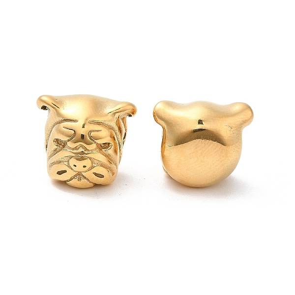 

PandaHall Ion Plating(IP) 304 Stainless Steel Puppy Beads, Pug, Golden, 12x13x10mm, Hole: 2mm 304 Stainless Steel Dog
