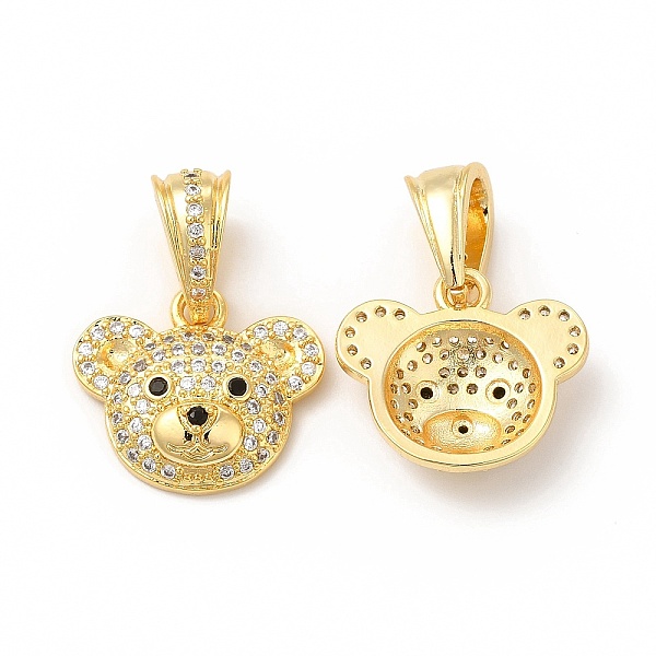 

PandaHall Brass Micro Pave Cubic Zirconia Pendants, Cadmium Free & Lead Free, Bear Head Charm, Real 18K Gold Plated, 16x18x5.5mm, Hole..., Clear