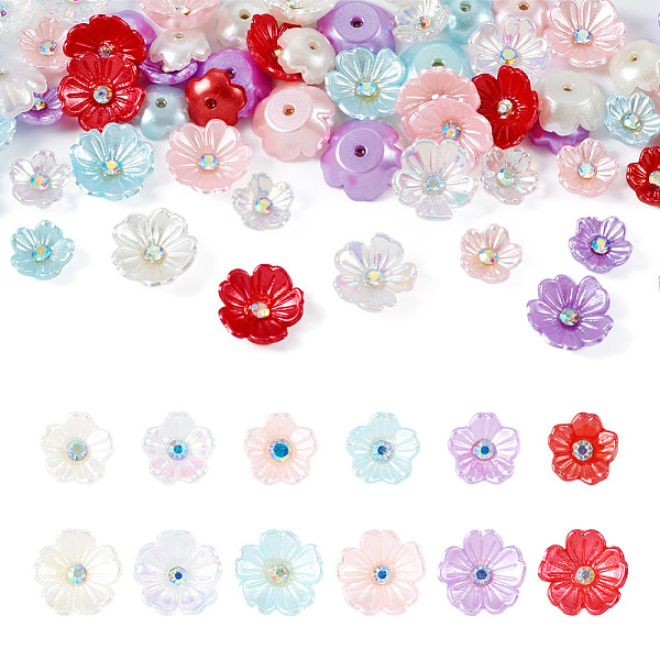 

PandaHall 96Pcs 12 Styles Opaque Resin Pave Rhinestone Cabochons, Flower, Mixed Color, 8~11x8~11x3~3.5mm, 8pcs/style Resin Flower..., Multicolor
