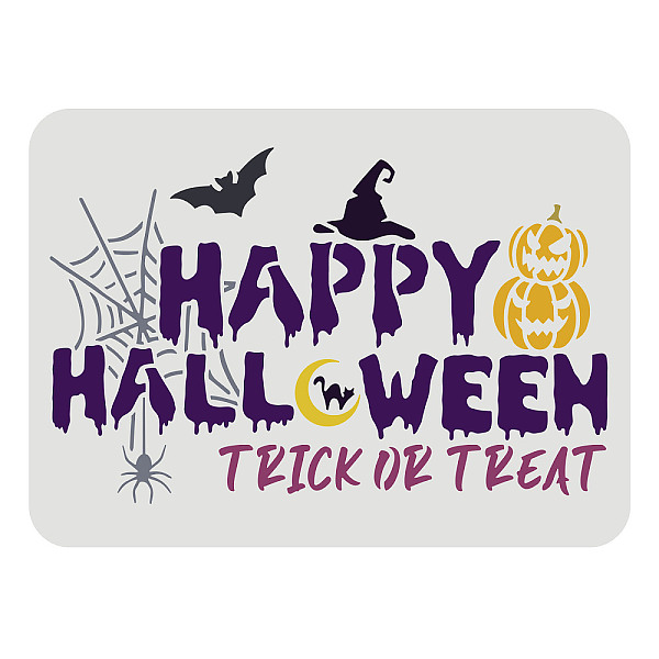 PandaHall FINGERINSPIRE Happy Halloween Wicked Stencil, 29.7x21cm Trick Or Treat Reusable Mylar Stencil Template for Painting Crafts and...