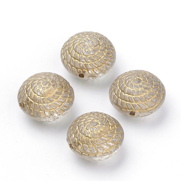 

PandaHall Plating Transparent Acrylic Beads, Golden Metal Enlaced, Flat Round, Clear, 17.5x12.5mm, Hole: 1.5mm, about 235pcs/500g Acrylic...