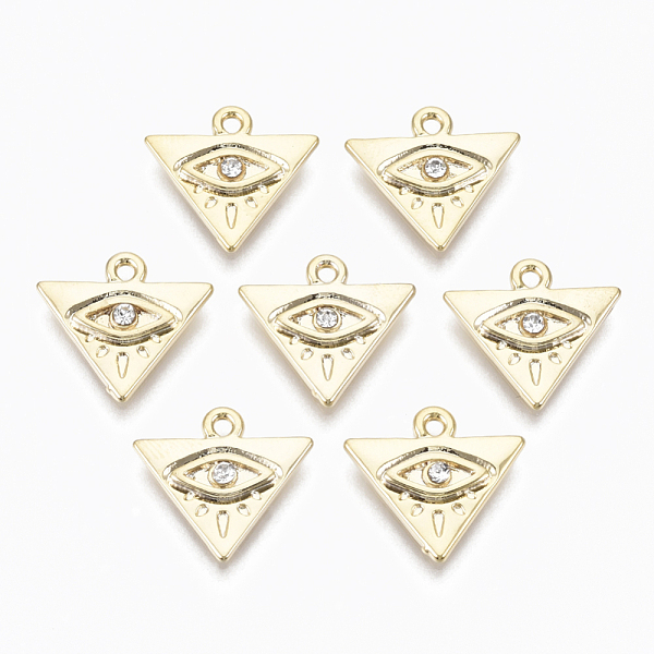 

PandaHall Alloy Pendants, with Crystal Rhinestone, Cadmium Free & Nickel Free & Lead Free, Triangle with Eye, Real 18K Gold Plated..., Clear