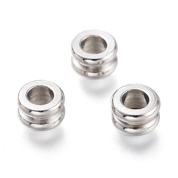 

PandaHall 202 Stainless Steel European Bead Cores, Grommet for Polymer Clay Rhinestone Large Hole Beads Making, Grooved Rondelle, Stainless...