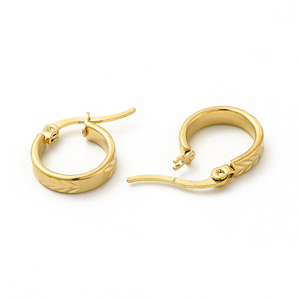 

PandaHall 201 Stainless Steel Grooved Arrow Hoop Earrings with 304 Stainless Steel Pin for Women, Golden, 27x29x2mm, Pin: 0.6x1mm 201...