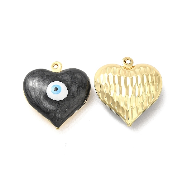 

PandaHall Brass Enamel Pendants, Real 18K Gold Plated, Long-Lasting Plated, Heart with Evil Eye Pattern, Black, 24x22x8mm, Hole: 1.2mm...