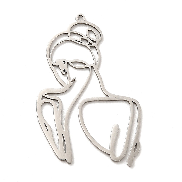

PandaHall 201 Stainless Steel Pendants, Women Charms, Stainless Steel Color, 41x26x1mm, Hole: 1.5mm 201 Stainless Steel Human