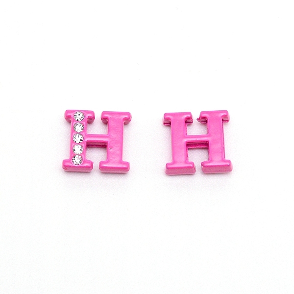 

PandaHall Rhinestone Slide Letter Charms, Alloy Intial Letter Beads, Spray Painted, Letter.H, H: 11.5x12.5x4.5mm, Hole: 1.5x8mm..., Multicolor